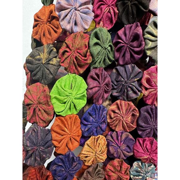 Handmade Yo-Yo Patchwork Silk Vest π Vintage Boho Festival Top β 100% Silk - Picture 3 of 7